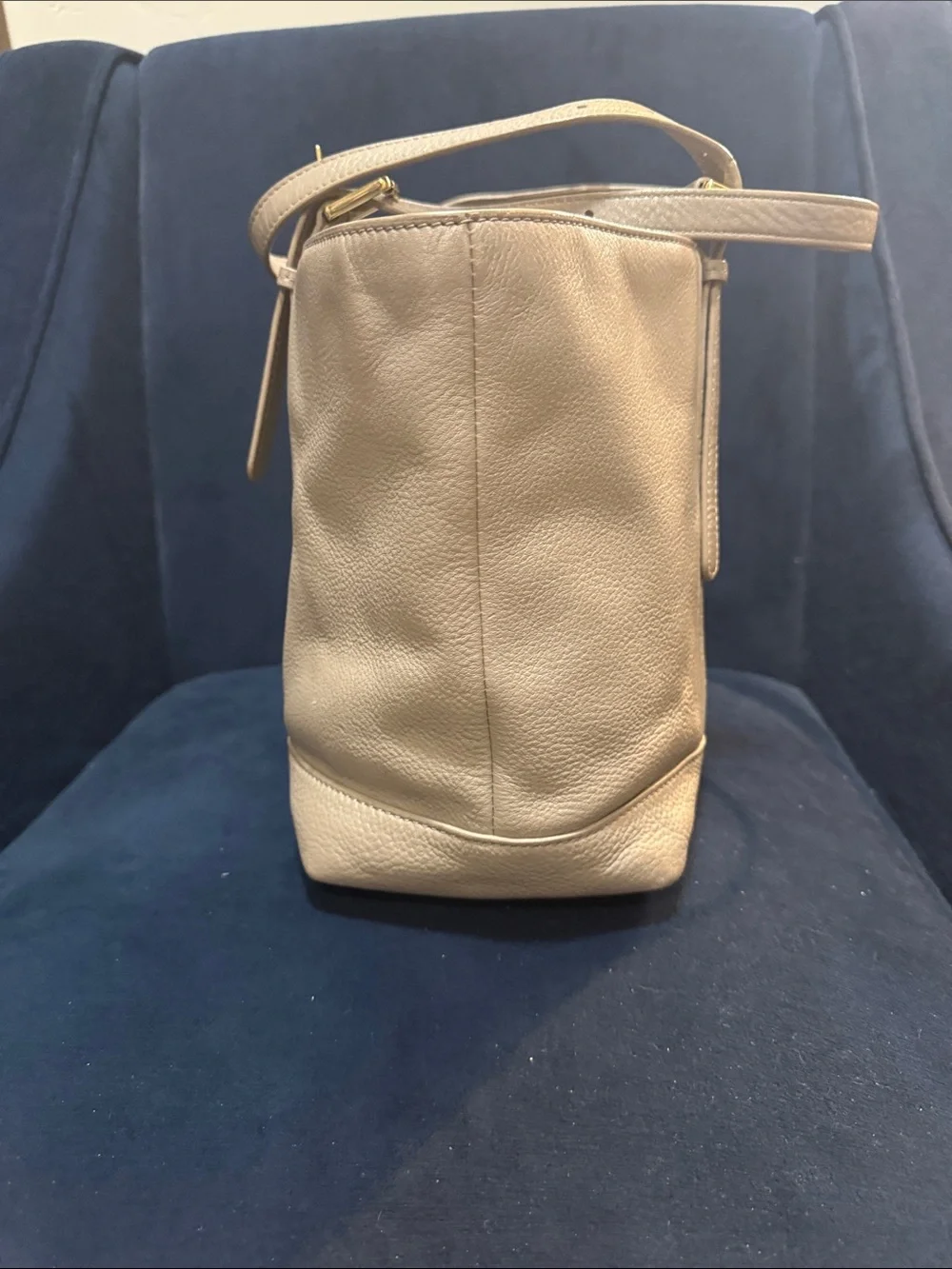 Tory Burch Landon Pebbled Leather Tote Bag in Taupe